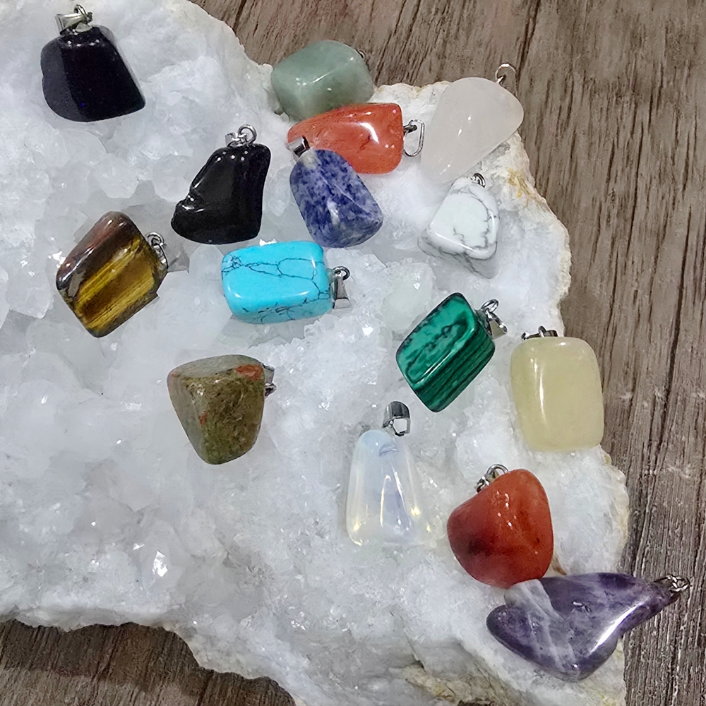 Crystal Pendant ✦ Full Moon Charged ✦ Black Cord Necklace Choose Your Stone NWT